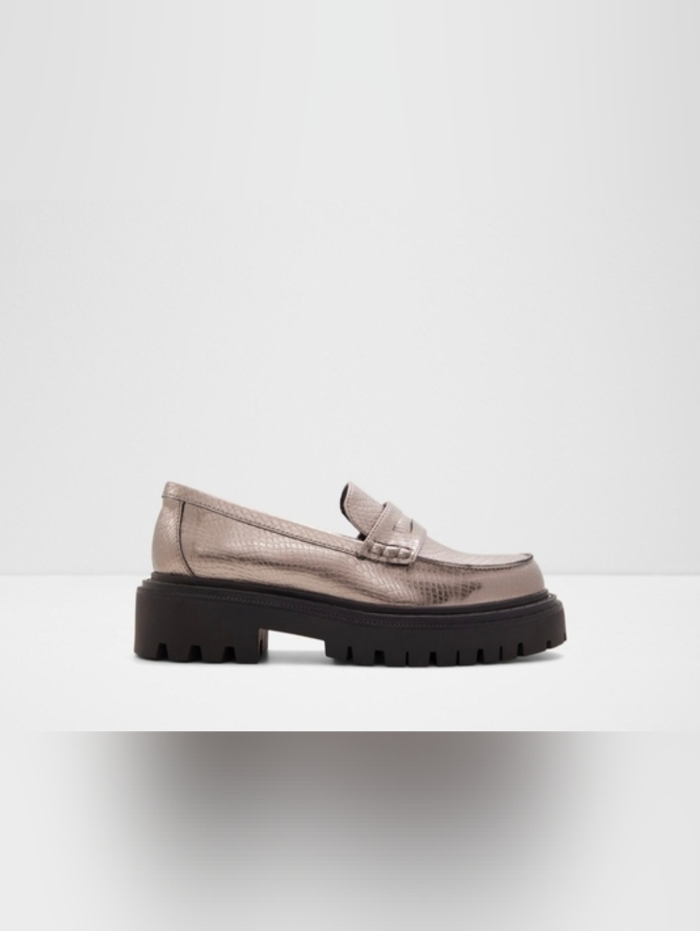 ALDO Metallic Bronze Snake-Embossed Penny Loafers